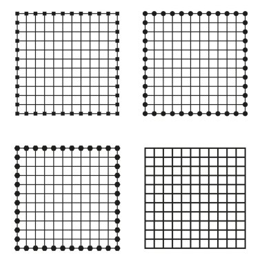 Noktalı kare şebeke. Teknik vektör ağı. Grafik kağıdı deseni. Veri yapı simgesi. EPS 10.