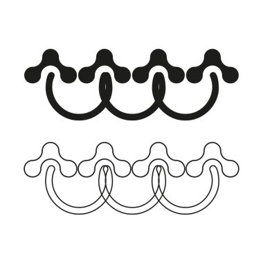 Dalgalı süs hattı. Kalıp sınır vektörü. Siyah beyaz müfreze. Kusursuz eğri sembolü. EPS 10.