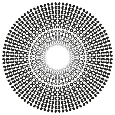 Noktalı mandala ikonu. Yarım ton şeklinde. Daire şeklinde taşıyıcı. Geometrik sanat tasarımı. EPS 10.