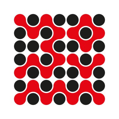 Kırmızı siyah desen. Bağlı nokta vektörü. Soyut çember ızgarası. Geometrik ağ sanatı. EPS 10.