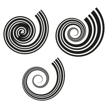 Spiral girdap ikonu. Siyah Vektör girdabı. Üçlü hareket şekli. Soyut dönüş sembolü. EPS 10.