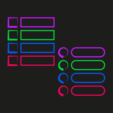 Neon çerçeve simgesi. Parlak ışık sınırı. Renkli ışık vektörü. Dijital arayüz ögesi. EPS 10.