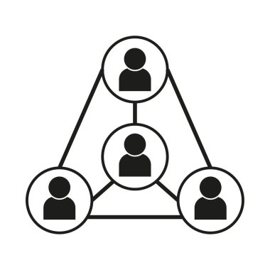 İnsanlarla bağlantı kuruldu. Sosyal ağ vektörü. Takım hiyerarşisi sembolü. Kişi grubu figürü. Sadece manüel vektör. Otopsi kullanılmamış. EPS 10.