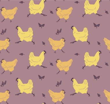 Tatlı yürüyen tavuklar karalamalı kusursuz desenler.