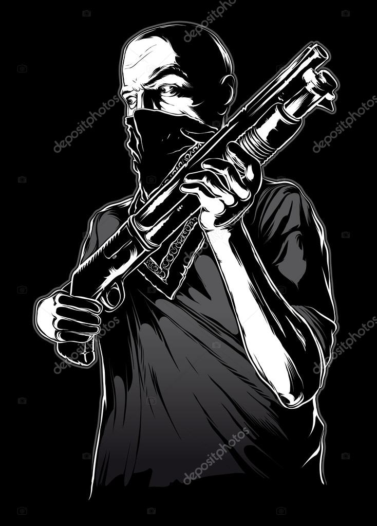 Gang member with gun Stock Vector by ©4ek 111331636