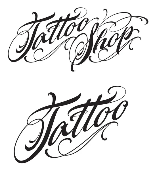 Tattoo Shop bokstäver med virvlar — Stock vektor