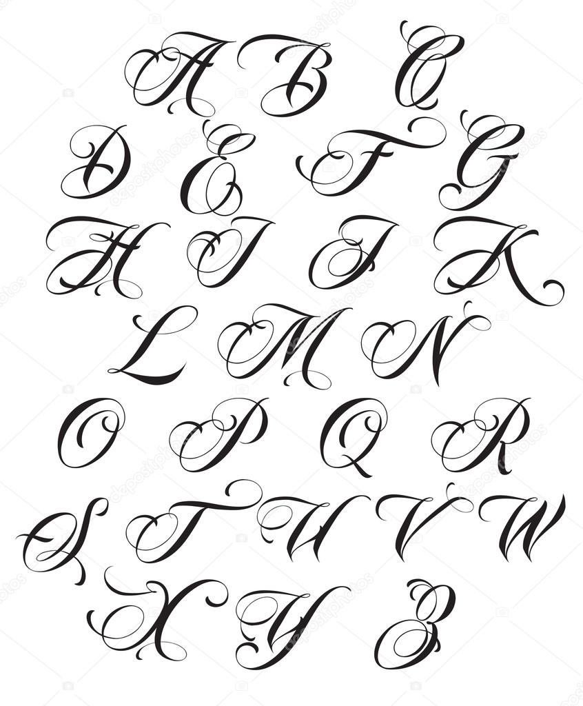 Calligraphy alphabet. Design elements. Stock Vector by ©4ek 111631882