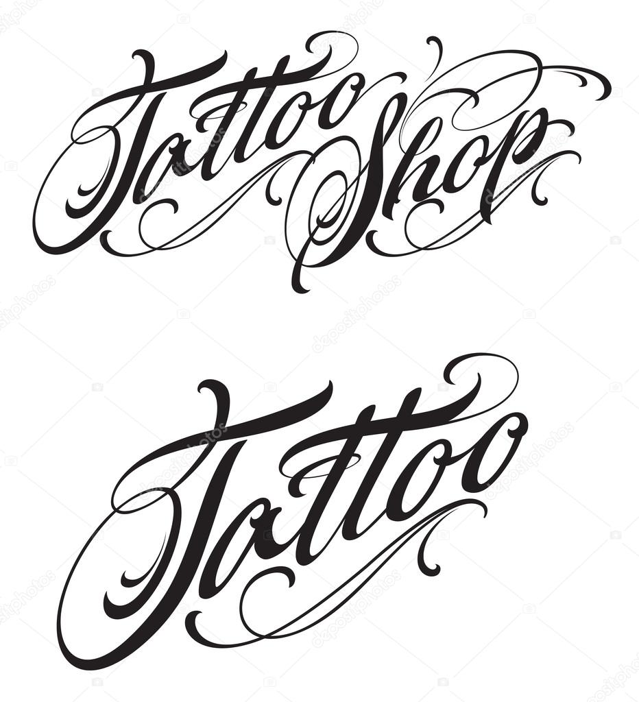 Tattoo Shop Lettering with swirls Stock Illustration by ©4ek #111633630