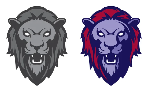 Roaring lion head mascot. Label, logotype. — Stock Vector