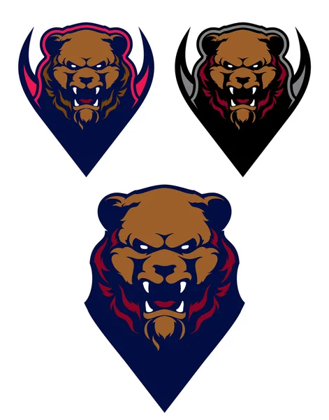 怒ったグリズリー熊スポーツ ベクトルのロゴのテンプレート. — ストックベクタ