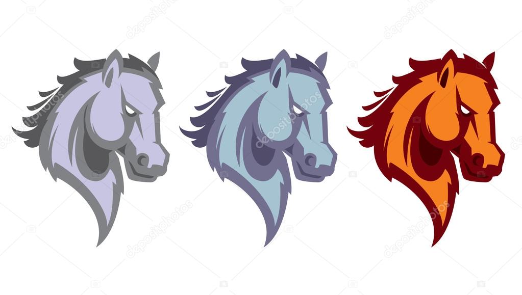 Mustang sport mascot. Horse head logotype. Label. Emblem