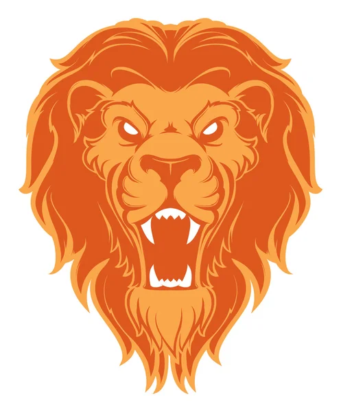 Βρυμένος λιοντάρι κεφάλι μασκότ. Ετικέτα. Λογότυπο. — Διανυσματικό Αρχείο
