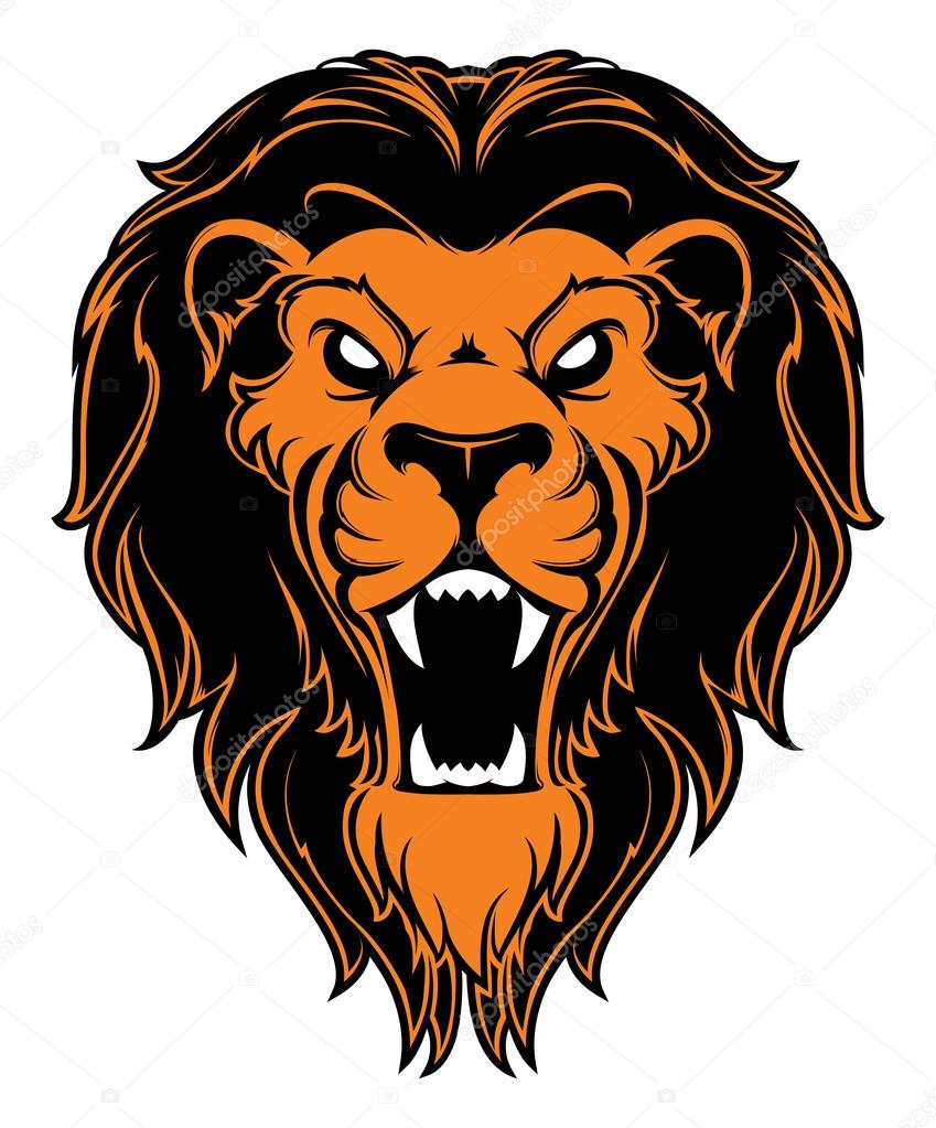 Lion Head Mascot Character Logo Illustration Stock Vector (Royalty