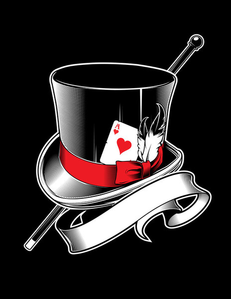 magician hat with cane