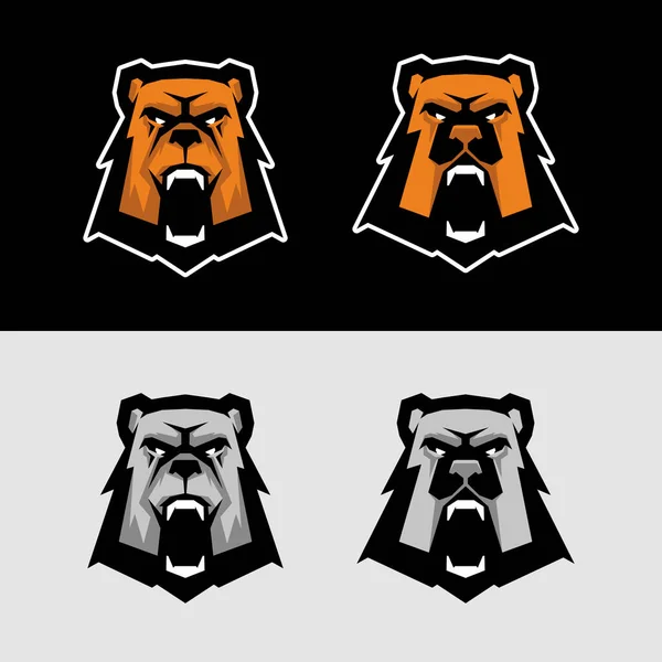 Logotipo Esportes Cabeça Urso Ótimo Para Logotipos Esportivos Mascotes Equipe —  Vetores de Stock