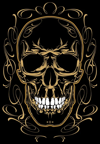 Calavera dorada — Vector de stock