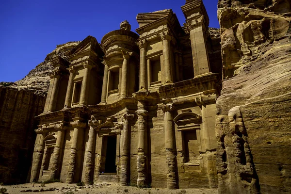 Het Klooster Petra Jordanië Oude Stad Petra Jordanië Toont Het — Stockfoto