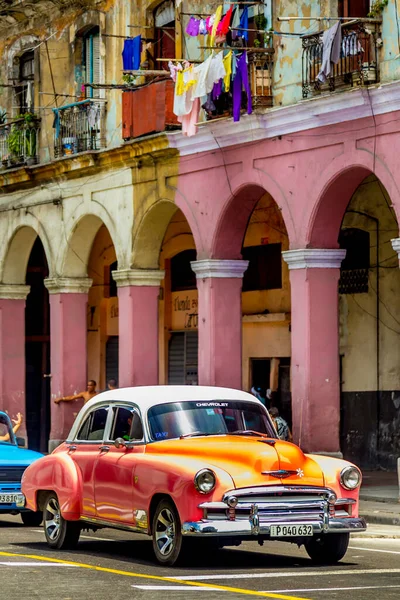 Carros Antigos Cuba Fazem Parte Vida Diária Com Maioria Dos — Fotografia de Stock