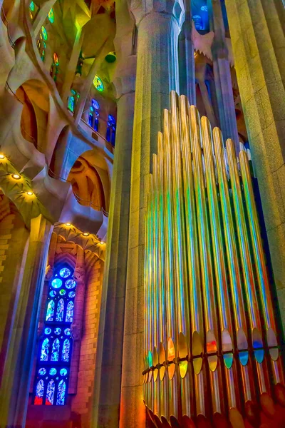 Basílica Sagrada Famlia Barcelona Espanha 2010 Órgão Foi Instalado Capela — Fotografia de Stock