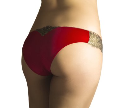 Kırmızı külot giyen ince kadın