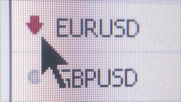 Macro ECU di valute sul sito dei servizi finanziari con il cursore in movimento — Video Stock