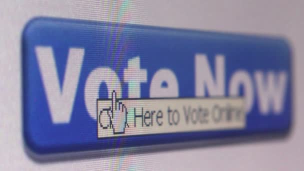 Los Angeles, Ca - 15 Μαΐου 2016: Ecu στο Pixel επίπεδο ΠΑΡΟΥΣΙΑΣΗ «Ψηφοφορία τώρα» αλληλεπιδραστικό κουμπί την ιστοσελίδα των εκλογών — Αρχείο Βίντεο