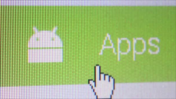 Użytkownik kliknie ikonę App Android: bliżej makro — Wideo stockowe