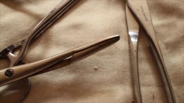 Vintage Cerrahi Tıp Geat Across Makro Close Up Dolly - Aletleri Jumble