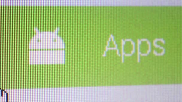 Użytkownik kliknie ikonę App Android: bliżej makro — Wideo stockowe