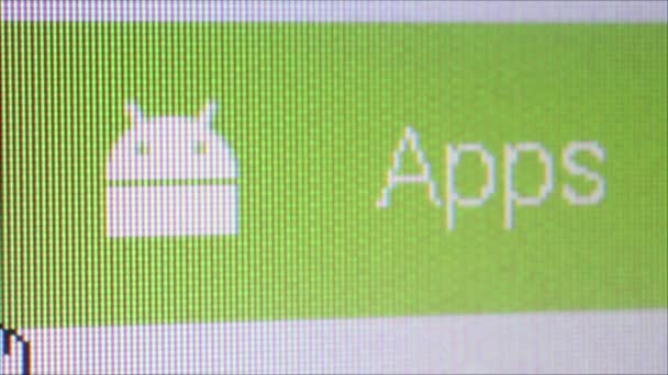 Användaren klickar på Android App ikon: närmare makro — Stockvideo