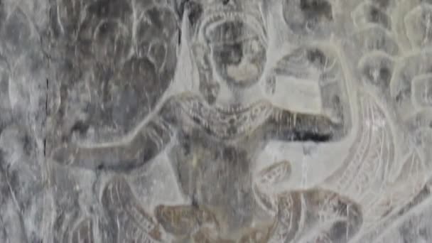 Tempio antico (Angkor) Dettaglio Bassorilievo Ballerino ECU — Video Stock