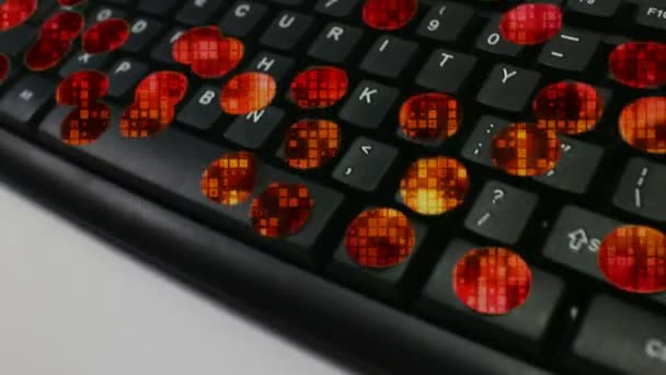 'SEGURIDAD' MCU dolly salir del teclado de la computadora con el fondo de movimiento — Vídeos de Stock