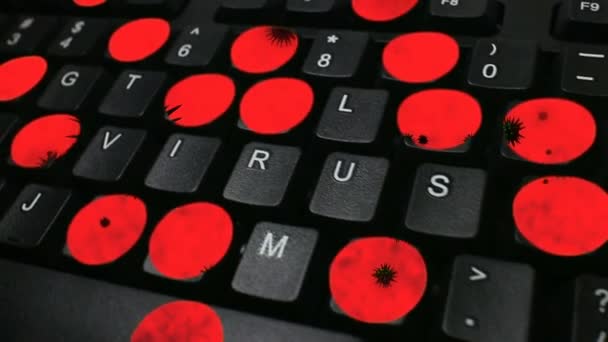 Virus informatique - Dolly déplacer clavier d'ordinateur avec l'orthographe des touches 'Virus' — Video