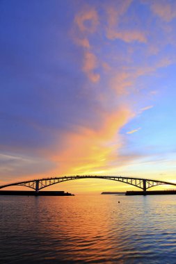 Penghu Tayvan 'da gün batımında köprü