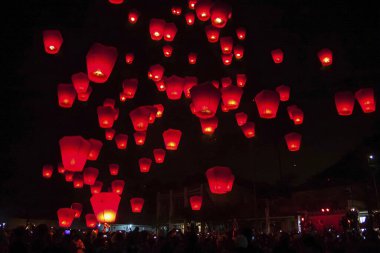Pingxi Sky Lanterns at night clipart