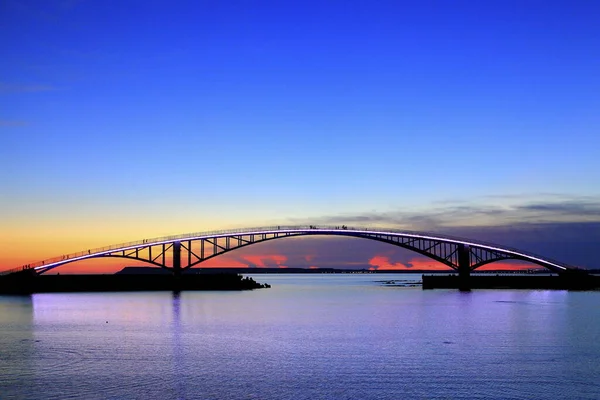 澎湖台湾落日期间的拱桥 — 图库照片