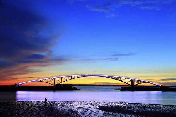 Penghu Tayvan Gün Batımında Köprü — Stok fotoğraf