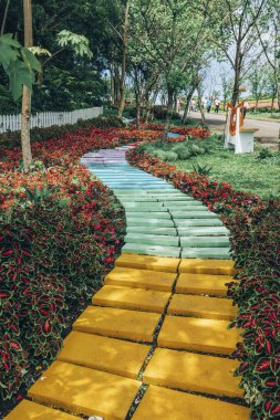 Resmi bahçede çiçekler 