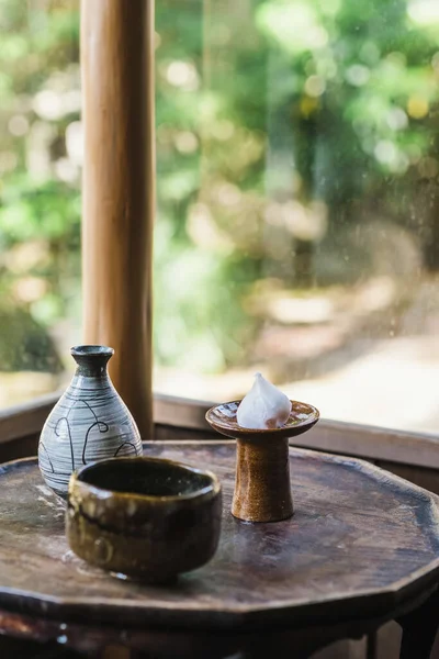 Pottery Wooden Table — Stock Photo, Image