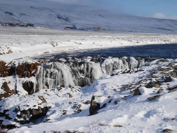 Waterval Landschap Ijsland — Stockfoto