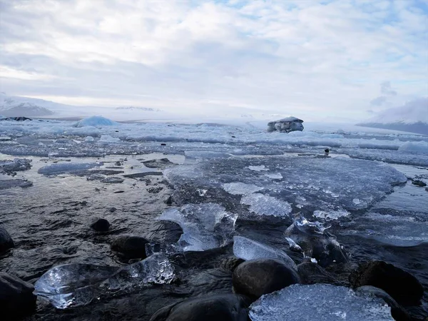 Παγωμένη Ακτογραμμή Στην Ισλανδία — Φωτογραφία Αρχείου