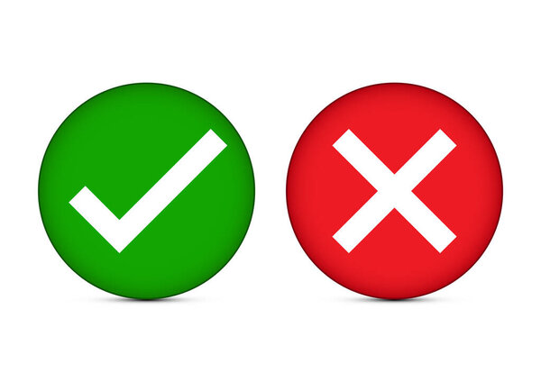 Check mark and cross sign on circle icon vector illustration