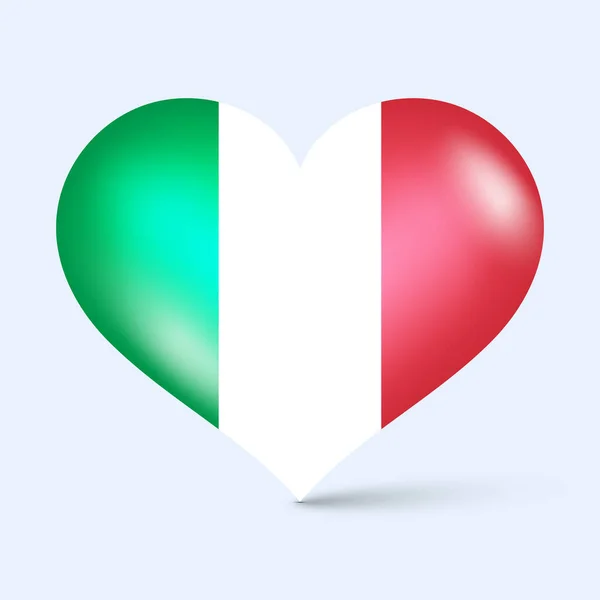 Glossy Heart Shape National Flag Italy Vector Illustration — Stock Vector