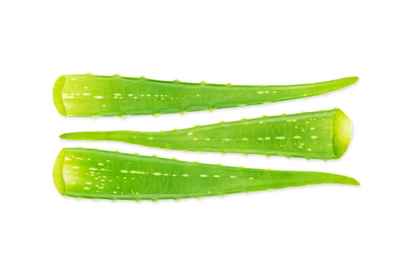Fresh Green Aloe Vera Leaves Isolated White Background Clipping Path — Stock Photo, Image