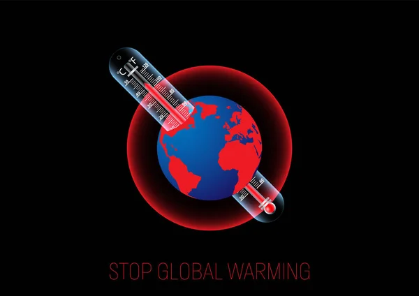 Θερμόμετρο Την Αύξηση Της Θερμοκρασίας Στο Εσωτερικό Του Πλανήτη Παγκόσμια — Διανυσματικό Αρχείο