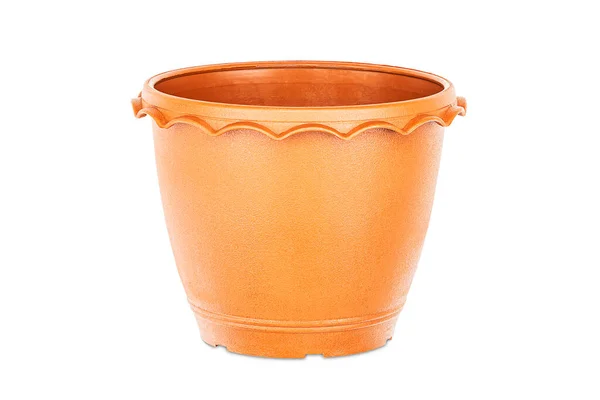 Empty Brown Plastic Flower Pot Isolated White Background Clipping Path — Stock Photo, Image