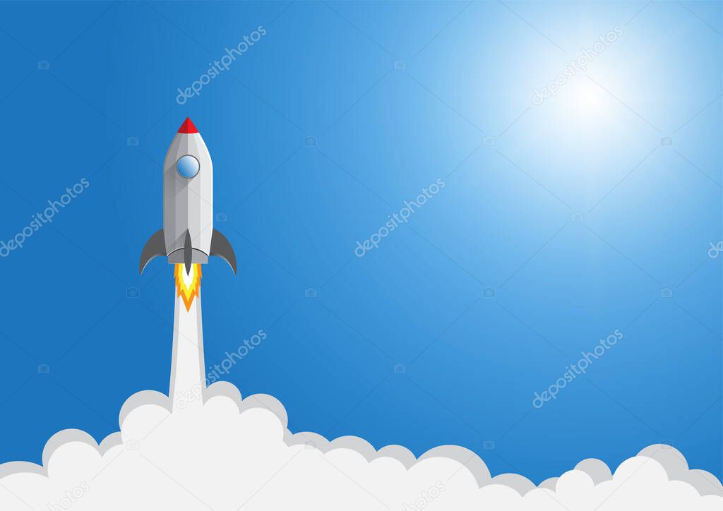 Rocket launch, business start up concept vector illustration