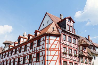 Almanya 'nın Nuremberg kentindeki tarihi merkezdeki binalar. Mimarlık konsepti, sanat