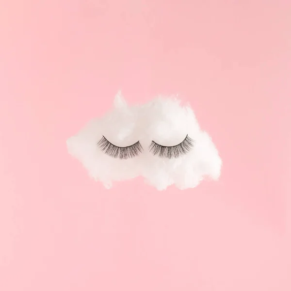 Біла Хмара Віями Рожевому Фоні Творча Концепція Мінімальних Сновидінь Ліцензійні Стокові Фото