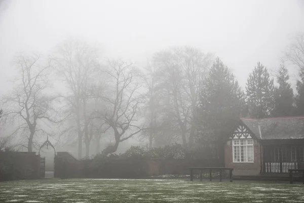 Old house and gloomy, mystic tower in fog, creepy and romantic, Halloween feel, with gothic notes.